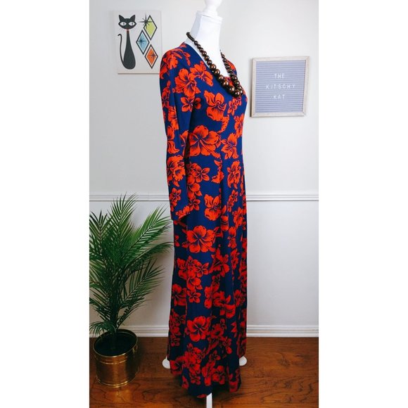 Vtg Branigans 60s Floral Mod Maxi Dress - Picture 8 of 11